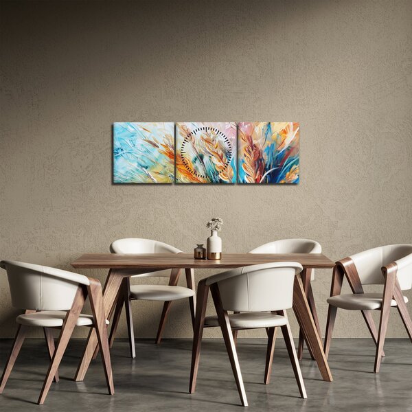 Tablou - Grâu, abstracție (cu ceas) (90x30 cm)