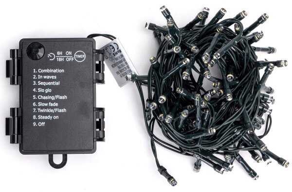Aigostar - Ghirlandă LED pentru exterior, 100xLED/8 funcții, alimentare 3xAA, 5,3 m, IP44, alb cald