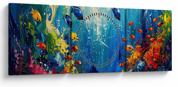 Tablou - Pictura lumii subacvatice (cu ceas) (90x30 cm)
