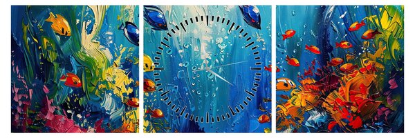 Tablou - Pictura lumii subacvatice (cu ceas) (90x30 cm)