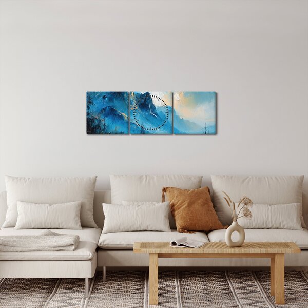 Tablou - Pictura munților (cu ceas) (90x30 cm)