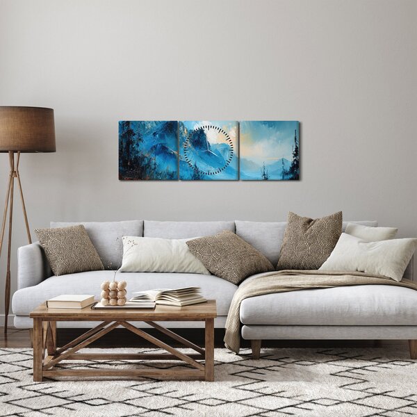 Tablou - Pictura munților (cu ceas) (90x30 cm)