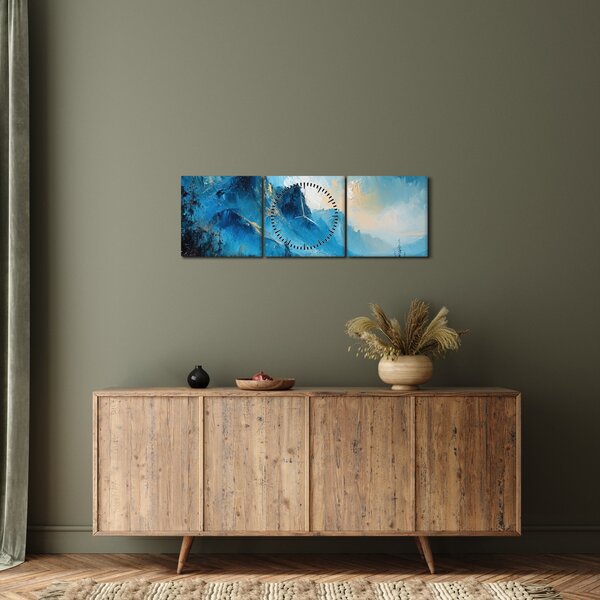 Tablou - Pictura munților (cu ceas) (90x30 cm)