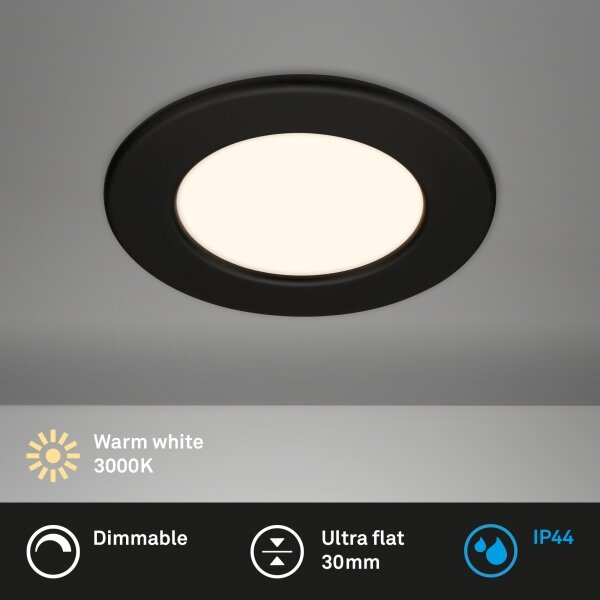 Briloner 7049015 - Plafonieră LED încastrată pentru baie, 6W/230V, IP44, negru
