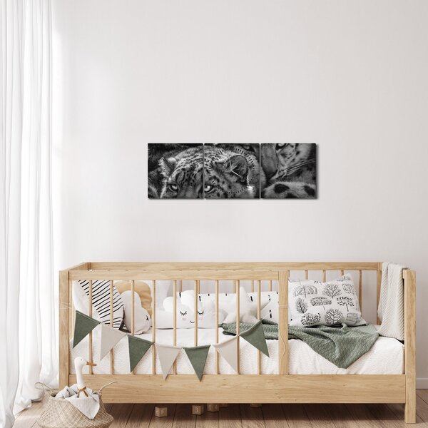 Tablou - Gheparzi care se odihnesc (cu ceas) (90x30 cm)