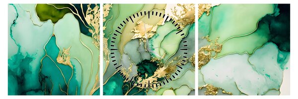 Tablou - Abstractizare verde (cu ceas) (90x30 cm)