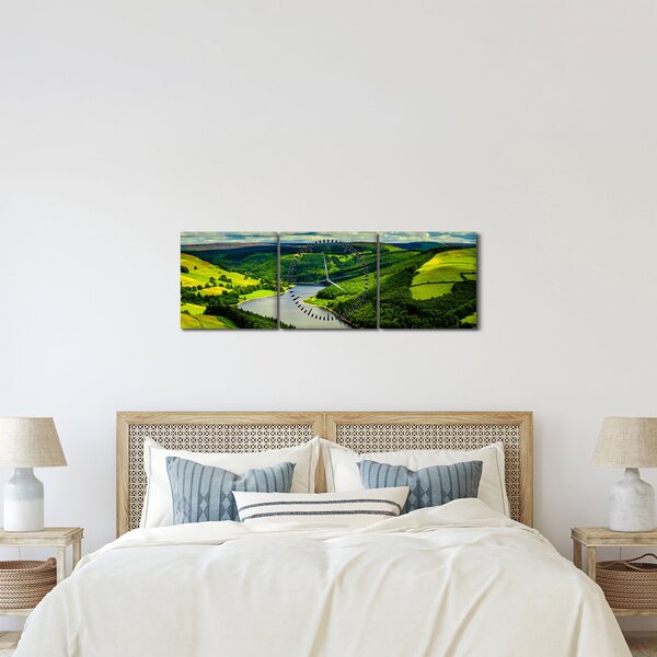 Tablou - Peisaj verde (cu ceas) (90x30 cm)
