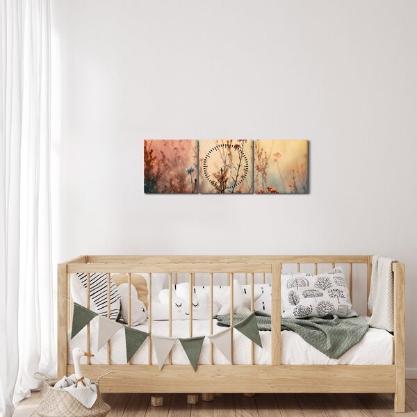 Tablou - Flori sălbatice (cu ceas) (90x30 cm)