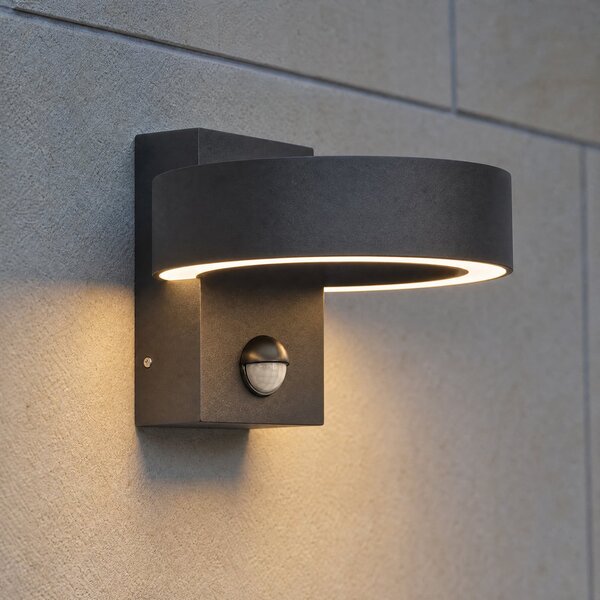 Lucande Lampa de perete pentru exterior cu LED Nirella, negru, CCT, senzor, Negru, Metal, Modern