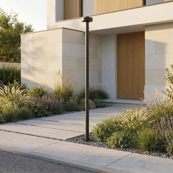 Lucande Lampă de exterior cu LED Nirella, 200 cm, negru, CCT, IP65, Negru, Metal, Modern