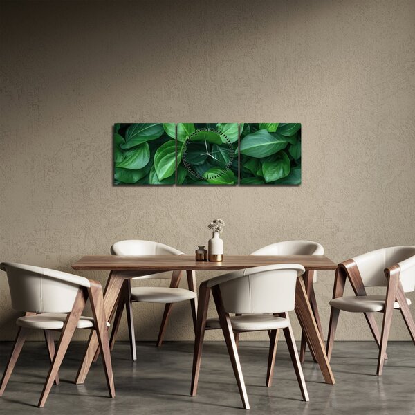 Tablou - Frunze verzi (cu ceas) (90x30 cm)