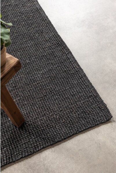 Covor negru din iută 80x150 cm Bouclé – Hanse Home