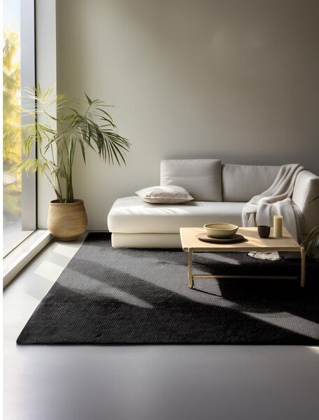 Covor negru din iută 80x150 cm Bouclé – Hanse Home