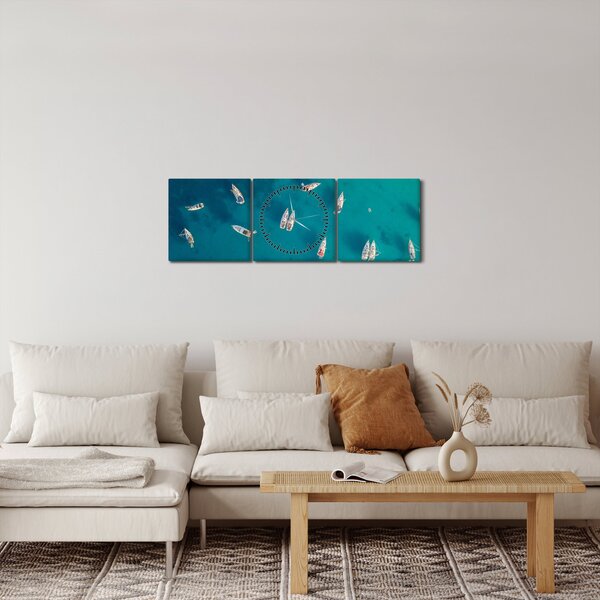 Tablou - Sailboats (cu ceas) (90x30 cm)