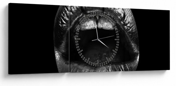 Tablou - Buze lucioase (cu ceas) (90x30 cm)