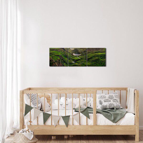 Tablou - Quiraing, Scoția (cu ceas) (90x30 cm)