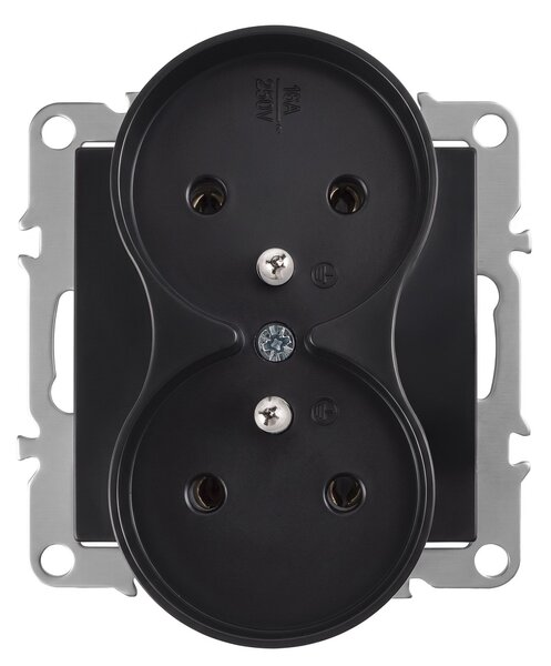 Priză dublă cu împământare OSTE JNH002-G Black