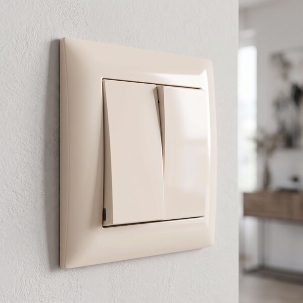 Întrerupător Dublu cu Ramă OSTE JNH007-W BEIGE