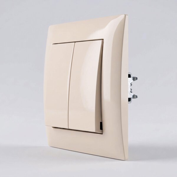 Întrerupător Dublu cu Ramă OSTE JNH007-W BEIGE