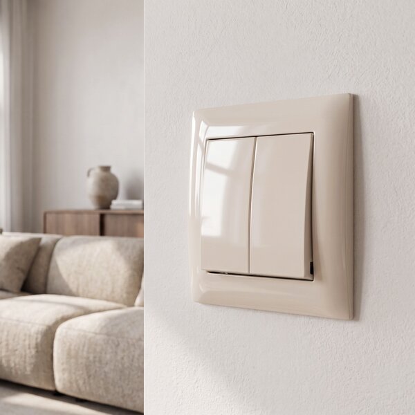 Întrerupător Dublu cu Ramă OSTE JNH007-W BEIGE