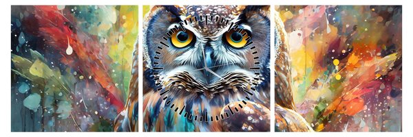 Tablou - Pictură de o bufniță (cu ceas) (90x30 cm)