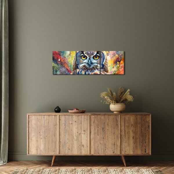 Tablou - Pictură de o bufniță (cu ceas) (90x30 cm)