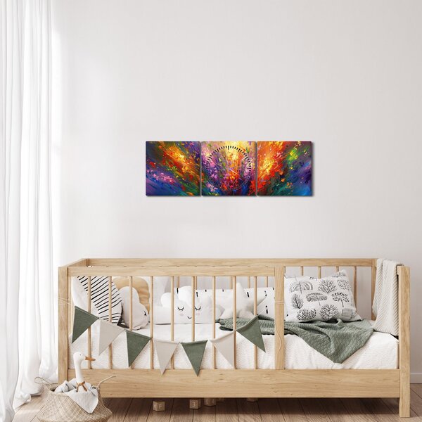 Tablou - Abstracție de flori (cu ceas) (90x30 cm)