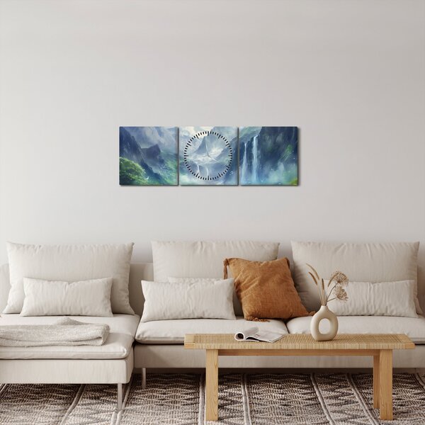 Tablou - Valea cascadelor (cu ceas) (90x30 cm)