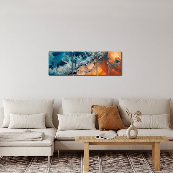 Tablou - Apă și foc (cu ceas) (90x30 cm)