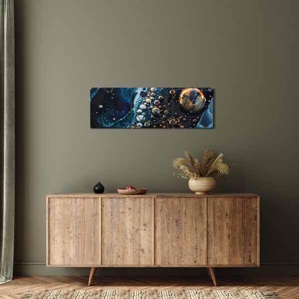 Tablou - Picături de cerneală (cu ceas) (90x30 cm)