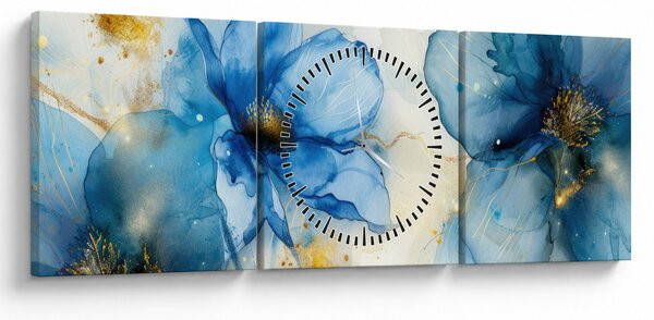 Tablou - Floral, pictură cu cerneală (cu ceas) (90x30 cm)