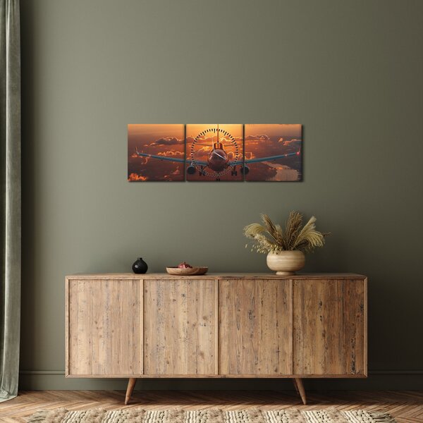 Tablou - Avion de transport (cu ceas) (90x30 cm)