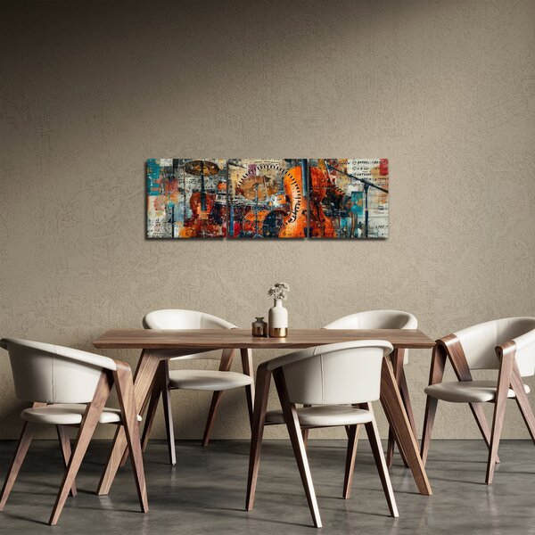 Tablou - Instrumente muzicale (cu ceas) (90x30 cm)