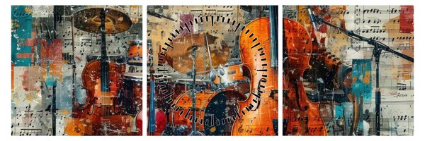 Tablou - Instrumente muzicale (cu ceas) (90x30 cm)