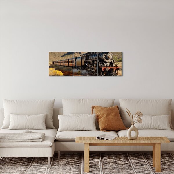 Tablou - Locomotivă cu aburi (cu ceas) (90x30 cm)