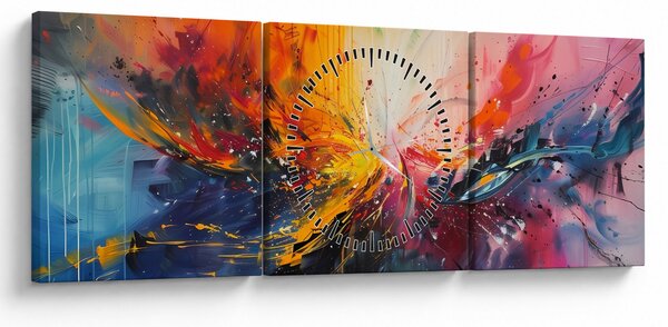 Tablou - Abstracție de culoare (cu ceas) (90x30 cm)