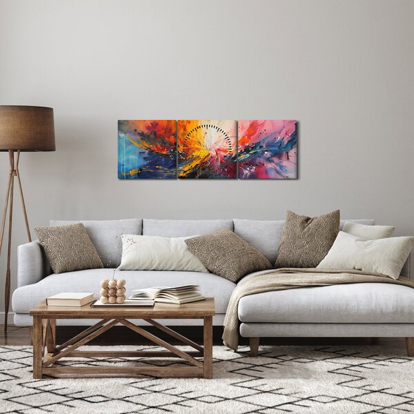 Tablou - Abstracție de culoare (cu ceas) (90x30 cm)