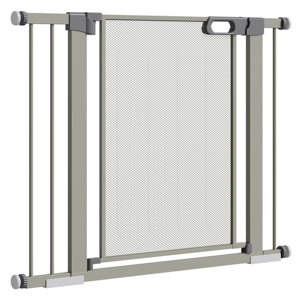 PawHut Barieră Extensibilă pentru Câini cu Închidere Automată din Oțel și ABS, 75-103x76 cm, Gri | Aosom Romania