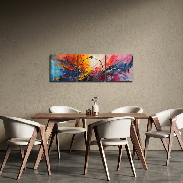 Tablou - Abstracție de culoare (cu ceas) (90x30 cm)