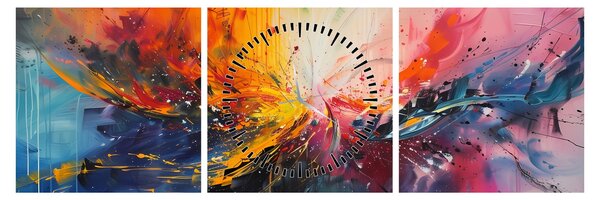 Tablou - Abstracție de culoare (cu ceas) (90x30 cm)