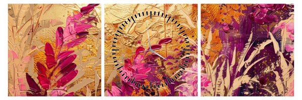 Tablou - Pictură abstractă de flori II. (cu ceas) (90x30 cm)