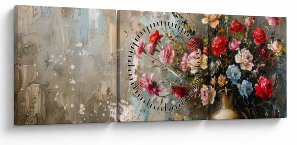 Tablou - Vaza de flori (cu ceas) (90x30 cm)