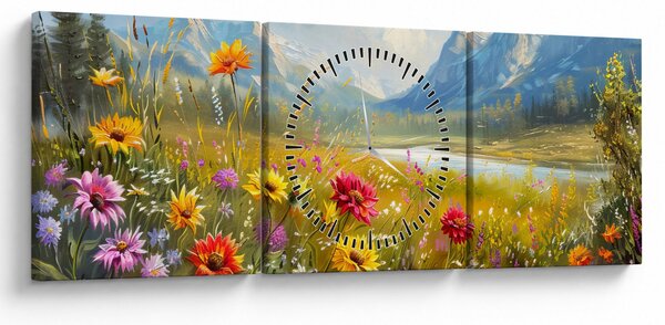 Tablou - Peisaj pictat (cu ceas) (90x30 cm)