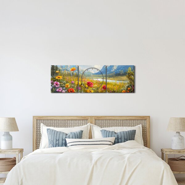 Tablou - Peisaj pictat (cu ceas) (90x30 cm)