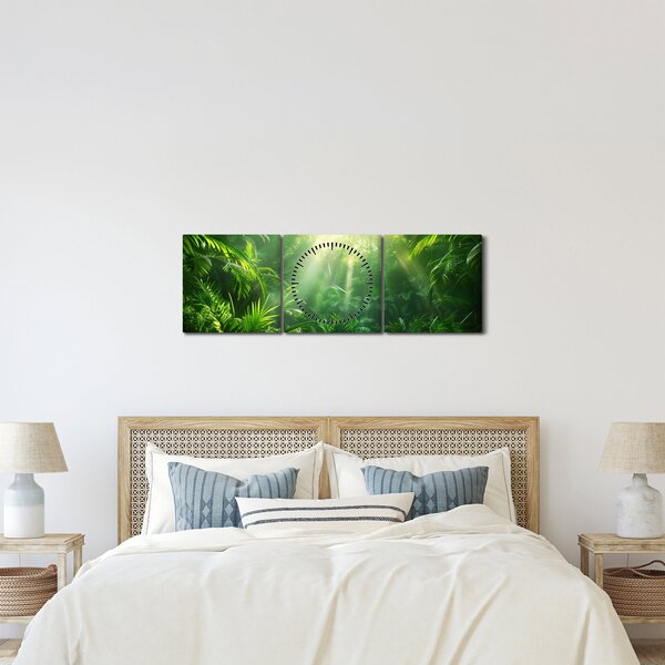 Tablou - Pădurea tropicală (cu ceas) (90x30 cm)