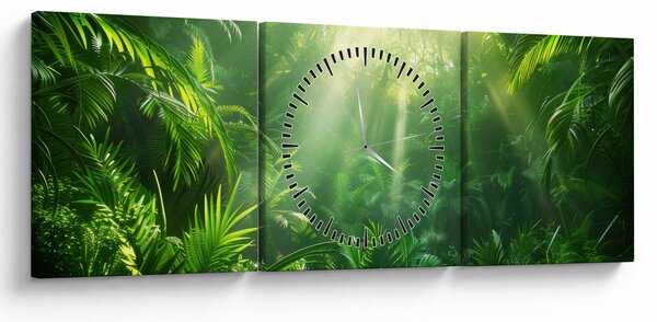 Tablou - Pădurea tropicală (cu ceas) (90x30 cm)