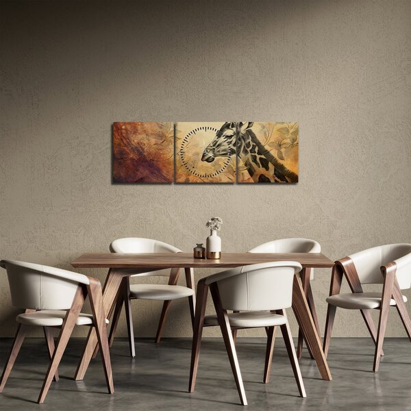 Tablou - Girafă, pictură (cu ceas) (90x30 cm)