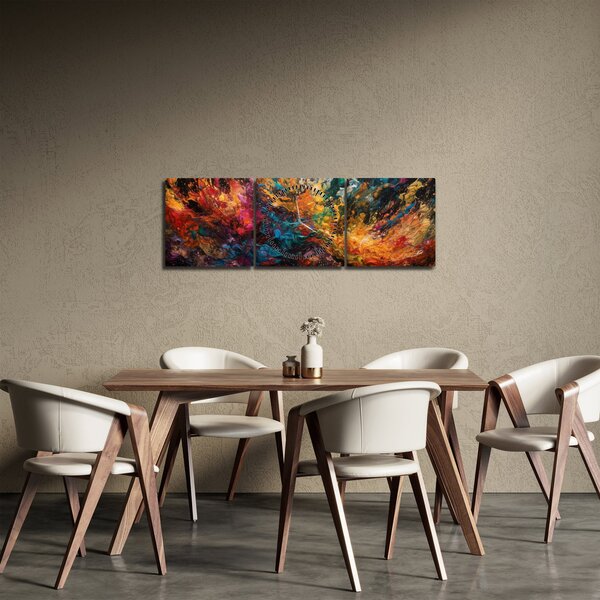 Tablou - Abstracția culorilor II. (cu ceas) (90x30 cm)
