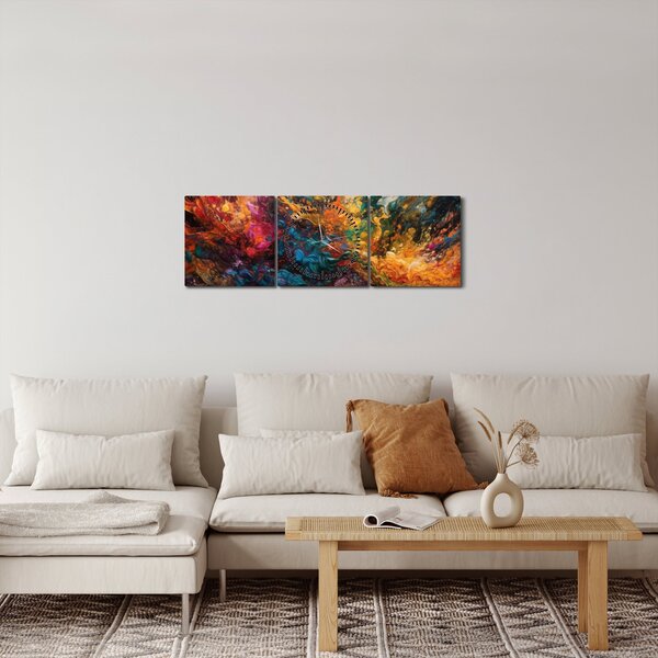 Tablou - Abstracția culorilor II. (cu ceas) (90x30 cm)