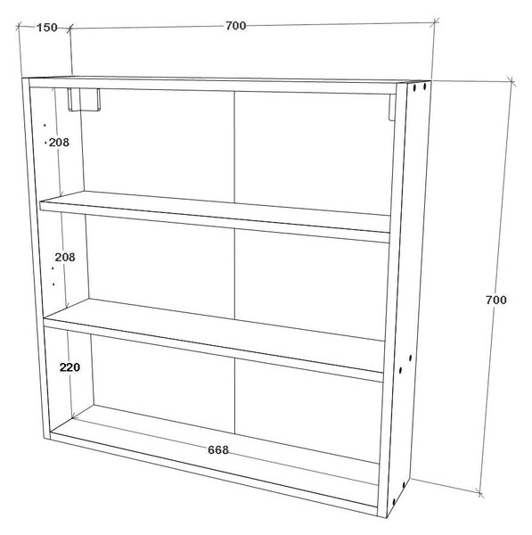 Corp haaus Tejo, Suspendat, 2 Usi, Alb, cu oglinzi, 70 x 17 x 70 cm